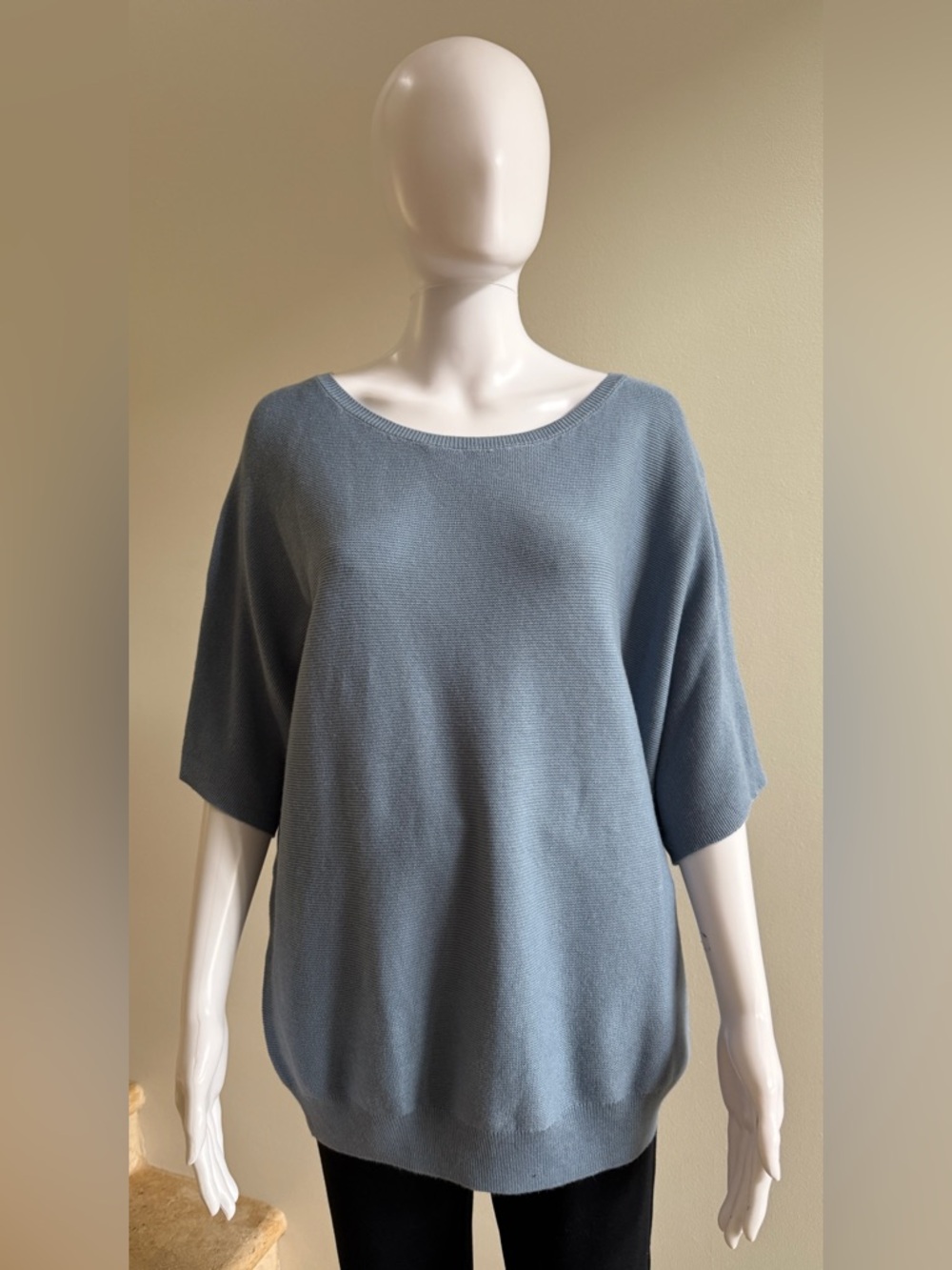 QUINCE Lightweight Cotton Cashmere Link-Stitch Dolman Sweater, Large - Picture 3 of 9